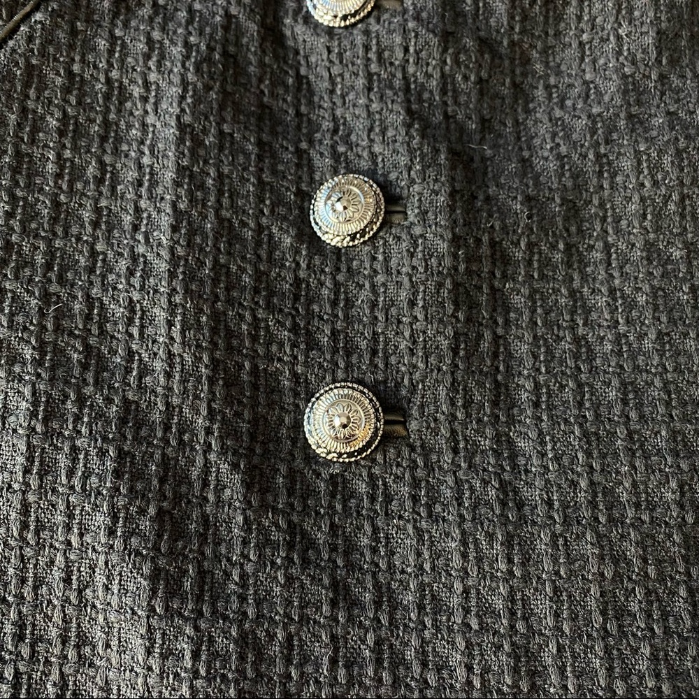 White House Black Market Black Large Button Tweed and faux leather Skirt size 8 - Picture 2 of 12